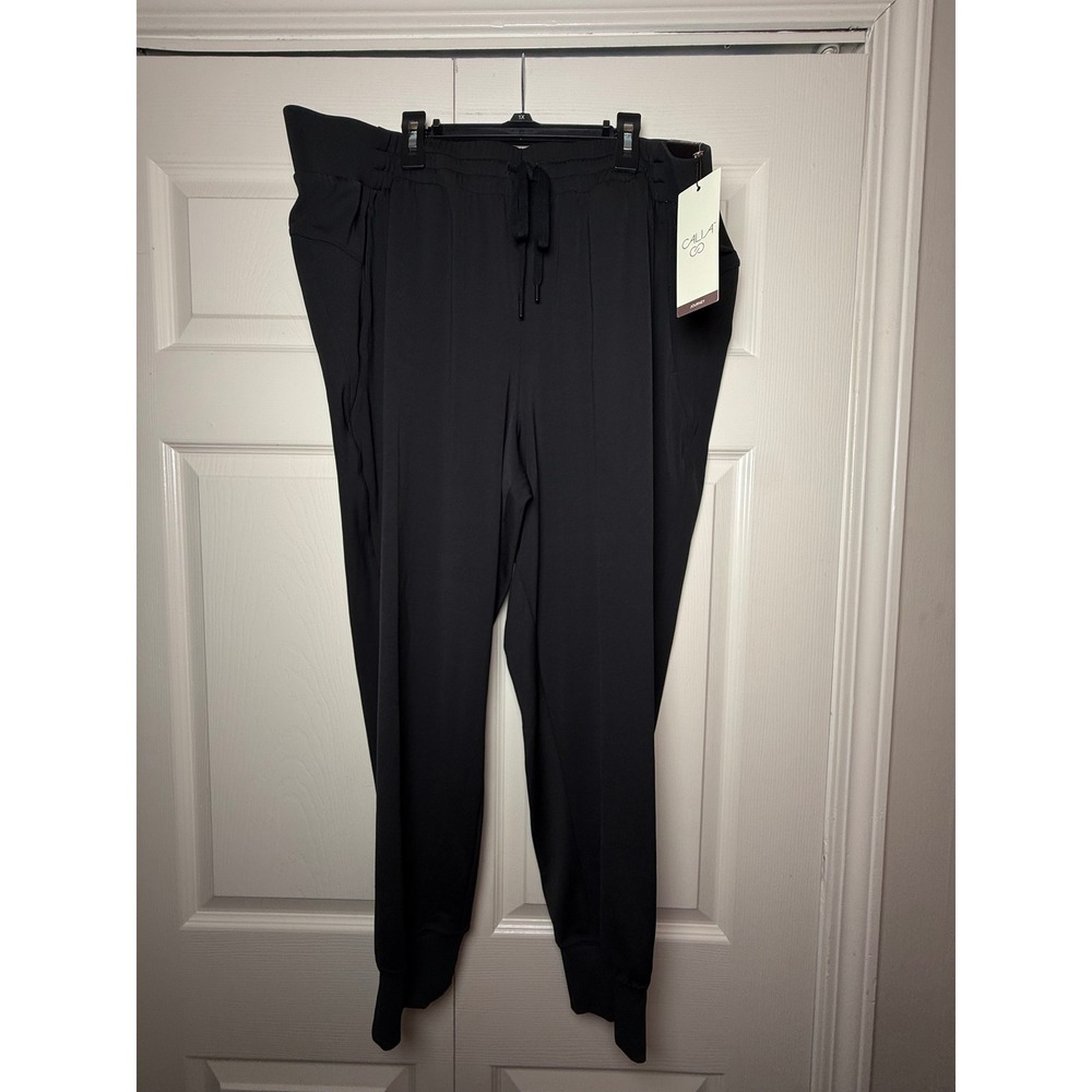 CALIA Journey TrueFlex Jogger Pure Black Mid Rise Tapered Pants NWT